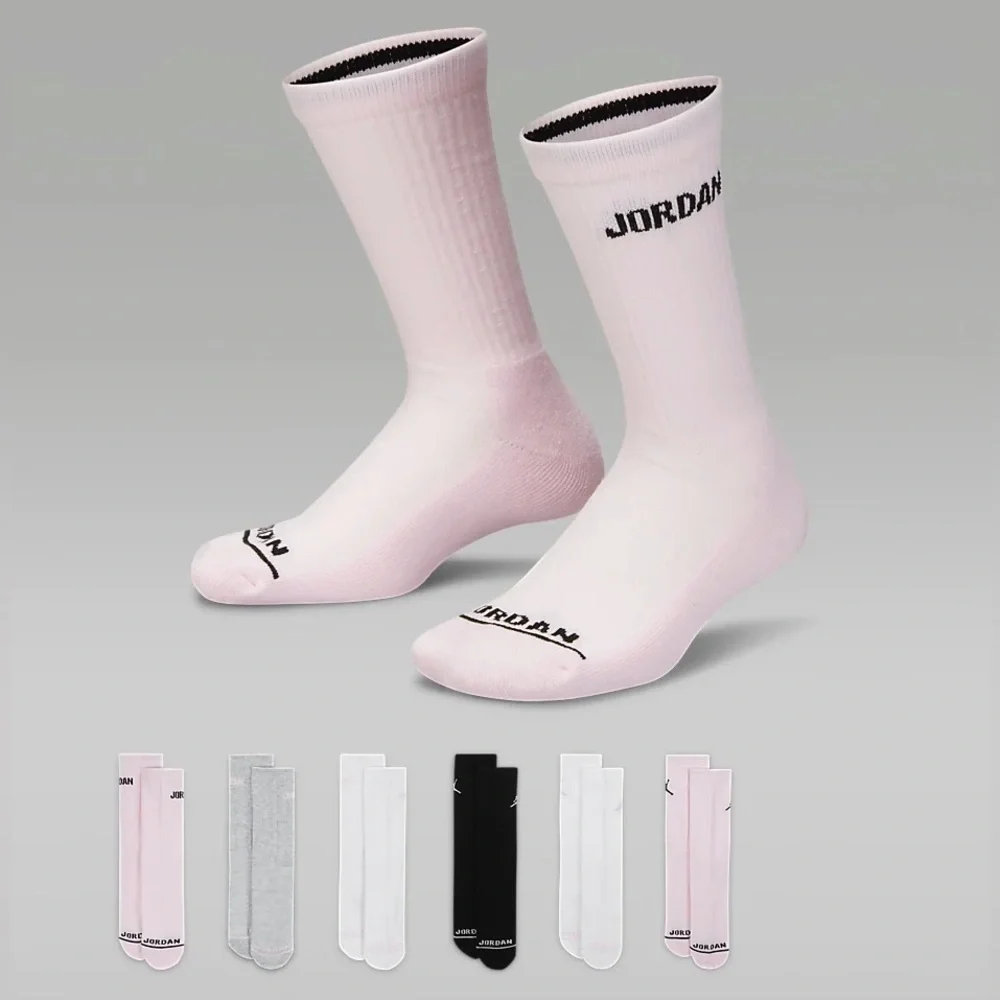Air Jordan Dri-fit Cushioned Crew Socks 6 pack multicolor black pink white gray